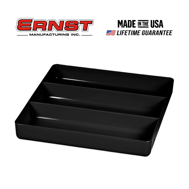 Ernst Manufacturing صينية إرنست مانوفاكتشرينغ القابلة للتكديس للاستخدام المنزلي والمكتبي وورشة العمل باللون الأسود مع 3 أقسام - مثالية للميكانيكيين والكهربائيين والسباكين والحرف اليدوية والهوايات - مقاومة للصدمات، تناسب الأدراج - Image 5